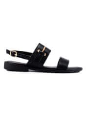 Amiatex Komfortní dámské černé sandály bez podpatku + Ponožky Gatta Calzino Strech, černé, 36