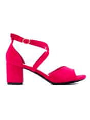 Amiatex Luxusní sandály dámské růžové na širokém podpatku, odstíny růžové, 37