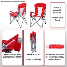 MCW Kempingová židle L50, skládací židle rybářská židle ředitelská židle, pratelný ochranný potah ocelová tkanina/textil ~ tyrkysová