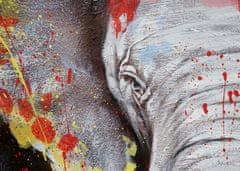 MCW Olejomalba Elephant H25, plátno nástěnné malby, ručně malované XL nástěnné malby ~ 150x100cm