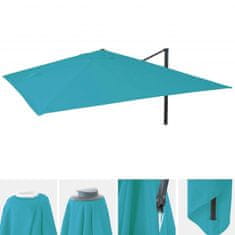 MCW Náhradní kryt pro luxusní světelný slunečník A96, náhradní kryt slunečníku, 3x3m (Ø4,24m) polyester 2,7kg ~ tyrkysová barva