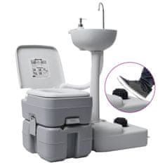 Vidaxl Sada kempingového WC a stojanu na mytí rukou s nádržkou na vodu