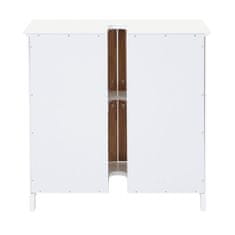 MCW Toaletní stolek B41, koupelnová skříňka s úložným prostorem, bambusová MDF 60x60x30cm ~ bílo-hnědá