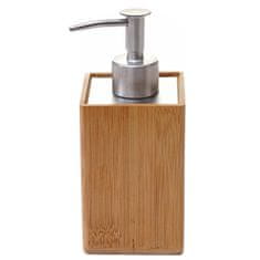 MCW 4dílná koupelnová sada B85, koupelnová sada koupelnových doplňků dávkovač mýdla držák na zubní kartáčky, bambus