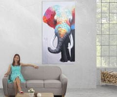 MCW Olejomalba Elephant II, 100% ručně malovaná nástěnná malba XL, 140x70cm