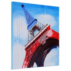 MCW Olejomalba Eiffelova věž Tricolore, 100% ručně malovaná nástěnná malba XL, 100x100cm
