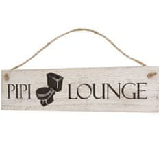 MCW Nástěnná cedule pee-pee lounge, dekorativní cedule dřevěná cedule, ošuntělý vzhled 11x43x1cm bílá