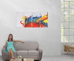 MCW Olejomalba Wave, 100% ručně malovaná nástěnná malba XL, 120x60cm