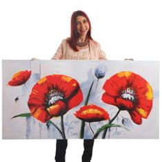 MCW Olejomalba Červený mák, 100% ručně malovaná nástěnná malba XL, 140x70cm
