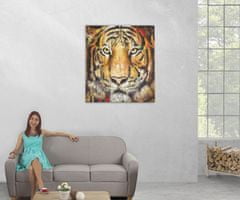 MCW Olejomalba Tiger, 100% ručně malovaná nástěnná malba XL, 100x90cm