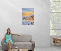 MCW Olejomalba pobřeží, 100% ručně malovaná nástěnná malba XL, 70x50cm