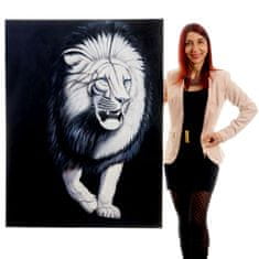 MCW Olejomalba Bílý lev, 100% ručně malovaná nástěnná malba XL, 120x90cm