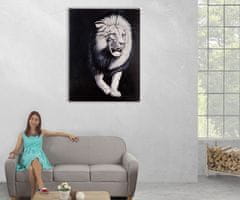 MCW Olejomalba Bílý lev, 100% ručně malovaná nástěnná malba XL, 120x90cm