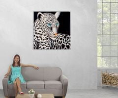 MCW Olejomalba Bílý leopard, 100% ručně malovaná nástěnná malba XL, 100x100cm