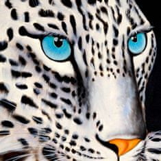 MCW Olejomalba Bílý leopard, 100% ručně malovaná nástěnná malba XL, 100x100cm