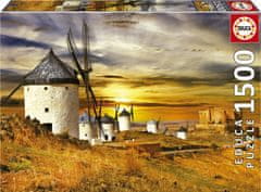 Educa Puzzle Větrné mlýny při západu slunce, Španělsko