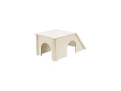 HUKA Dřevěný skládací domek BENT, šikmá střecha, morče/králíček, 40 x 18 x 23 cm