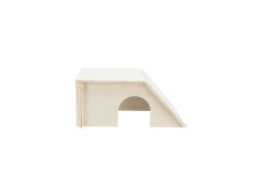 HUKA Dřevěný skládací domek BENT, šikmá střecha, morče/králíček, 40 x 18 x 23 cm