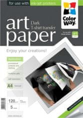 ColorWay nažehlovací papír/ na tmavý/ textil/ 120g/m2, A4/ 5 kusů
