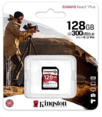 Kingston paměťová karta 128GB Canvas React Plus SDXC UHS-II 300R/260W U3 V90 for Full HD/4K/8K