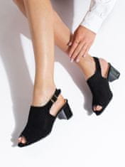 Amiatex Stylové dámské černé sandály na širokém podpatku, černé, 36
