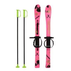 Baby Mix Dětské lyže s vázáním a holemi 90 cm růžové