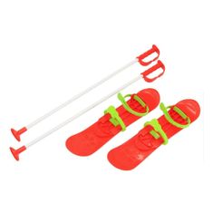 Baby Mix Dětské lyže s vázáním a holemi BIG FOOT 42 cm červené