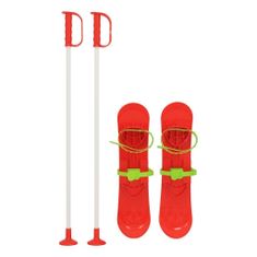 Baby Mix Dětské lyže s vázáním a holemi BIG FOOT 42 cm červené