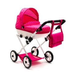 NEW BABY Dětský kočárek pro panenky COMFORT růžový s puntíky