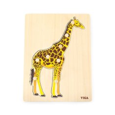 Viga Dětské dřevěné puzzle vkládačka Montessori Žirafa