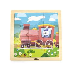 Viga Dřevěné puzzle pro nejmenší 9 ks Vlak