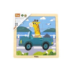 Viga Dřevěné puzzle pro nejmenší 9 ks Auto