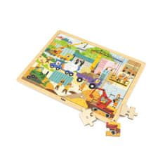 Viga Dřevěné puzzle 48 dílků Stavební stroje
