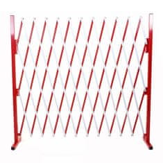 MCW Bariérová mříž B34, nůžková ochranná mříž plotu roztažitelná, hliníková červeno-bílá ~ výška 153 cm, šířka 36-300 cm