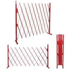 MCW Bariérová mříž B34, nůžková ochranná mříž plotu roztažitelná, hliníková červeno-bílá ~ výška 153cm, šířka 32-265cm