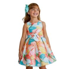 Dívčí šaty s mašlí květy růžová - 104 cm