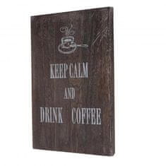 MCW Nástěnná cedule Káva, dekorativní dřevěná cedule, ošuntělý vzhled vintage 40x30cm