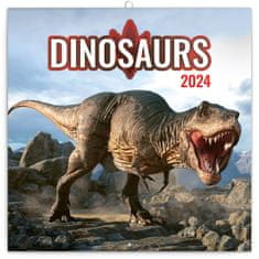 Poznámkový kalendář Dinosauři 2024, 30 × 30 cm