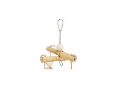 HUKA Závěsný přírodní kolotoč, hračka pro papoušky, bambus/ratan/dřevo, 31 cm