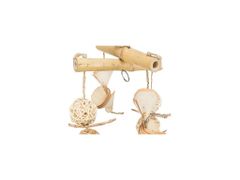 HUKA Závěsný přírodní kolotoč, hračka pro papoušky, bambus/ratan/dřevo, 31 cm