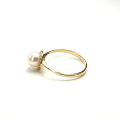 Pattic Prsten ze žlutého zlata,zirkony a mořskou perlou AU 585/000 1,8g BV500101Y-58
