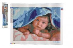 SMT Creatoys Diamantový obrázek Miminko pod dekou 40x30cm s doplňky v blistru