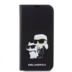 Karl Lagerfeld Knížkové pouzdro PU Saffiano Karl and Choupette NFT na iPhone 13 Pro černé