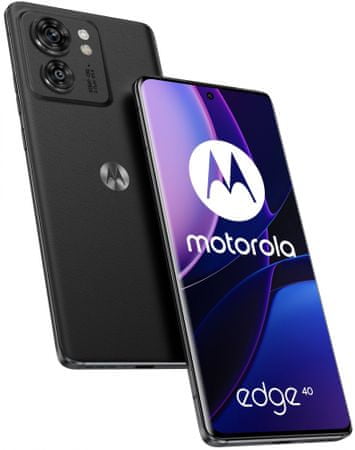 Motorola Edge 40, velký displej AMOLED displej Full HD+, HDR, pOLED displej 144Hz obnovovací frekvence 68W rychlonabíjení 15W bezdrátové nabíjení Dolby Atmos stereoreproduktory NFC stereoreproduktory Dolby Atmos  ultraširokoúhlý fotoaparát, makro, mobilní síť 5G, dlouhá výdrž baterie výkonná baterie OLED displej lehké provedení Bluetooth NFC Android 13 Mediatek Dimensity 8020 výkonný procesor výkonný telefon 6nm procesor Gorilla Glass Victus IP68 voděodolné prachotěsné