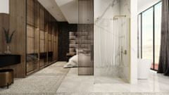BPS-koupelny Bezrámová sprchová zástěna REA AERO 90 cm, zlatá kartáčovaná