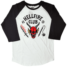 CurePink Pánské tričko Stranger Things: Hellfire Club Crest (M) bílá bavlna