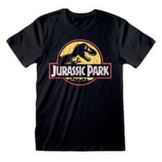 CurePink Pánské tričko Jurassic Park|Jurský park: Original Logo (XL) černé bavlna