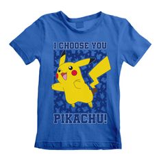 CurePink Dětské tričko Pokémon: I Choose You (7-8 let) modrá bavlna