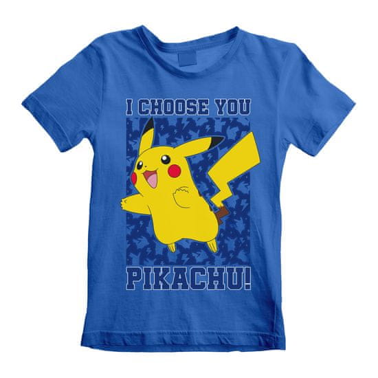 CurePink Dětské tričko Pokémon: I Choose You (5-6 let) modrá bavlna