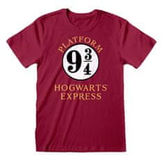 CurePink Pánské tričko Harry Potter: Hogwarts Express - vlak do Bradavic (M) červené bavlna